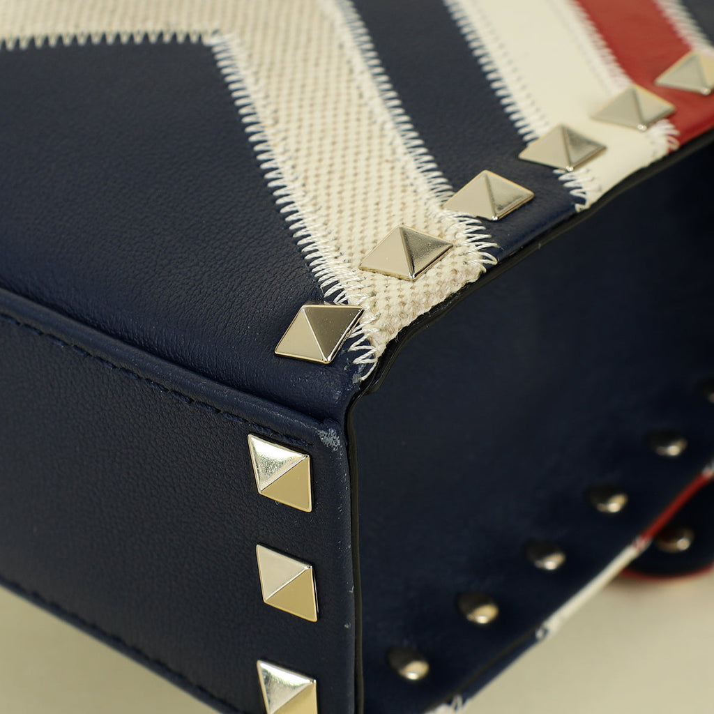 Valentino Tricolor Chevron Rockstud Flap Crossbody Bag