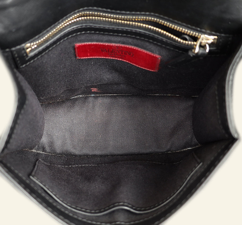 Valentino Black Glam Lock Small Shoulder Bag