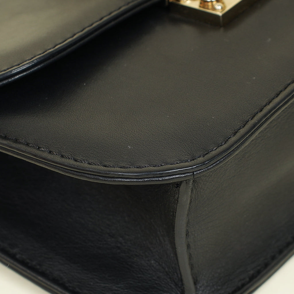 Valentino Black Glam Lock Small Shoulder Bag