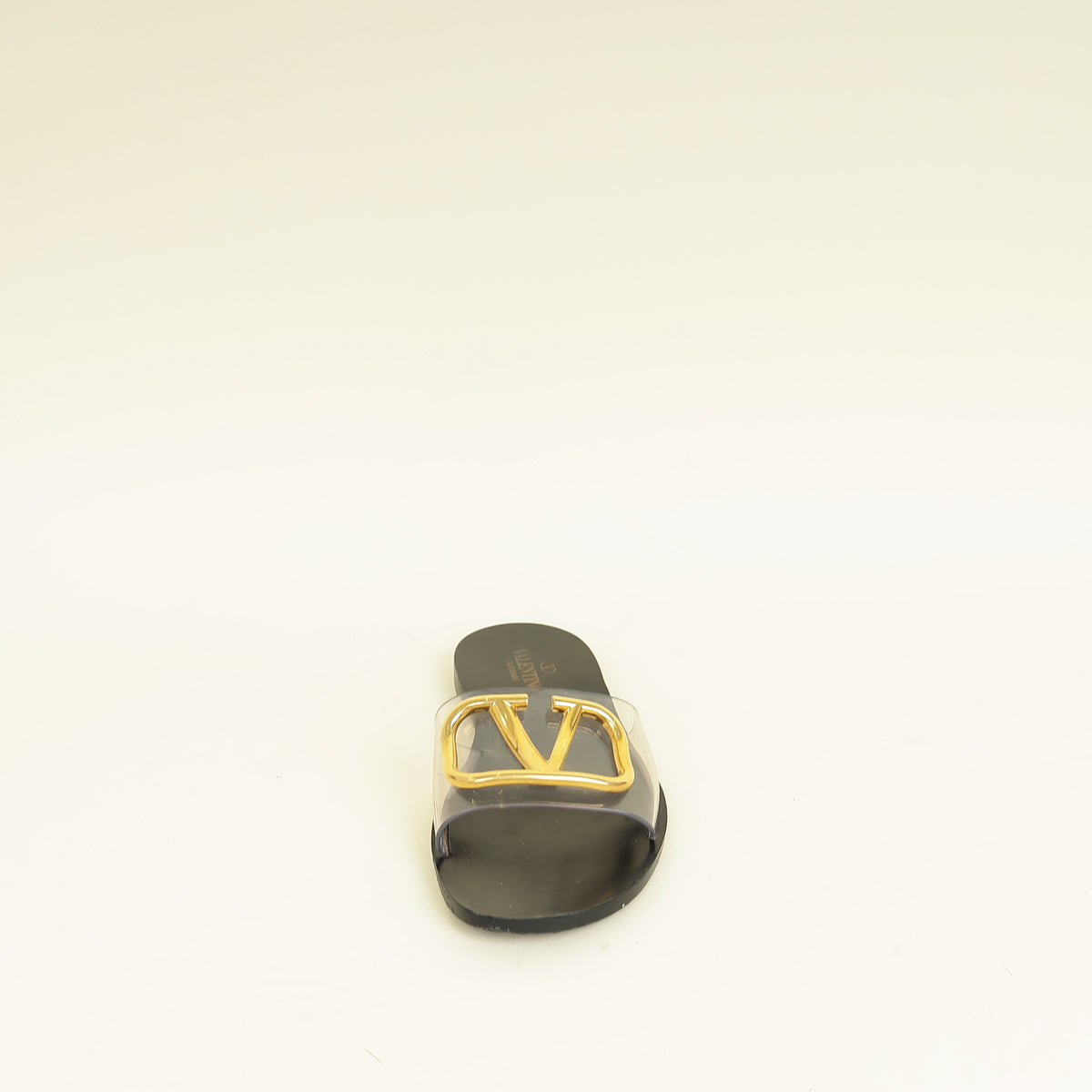 Valentino Black PVC Transparent VLogo Flat Slides 36