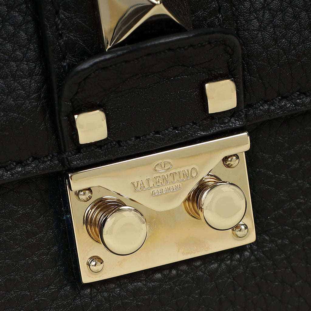 Valentino Black Glam Lock Small Shoulder Bag