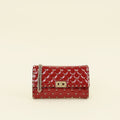 Valentino Red Spike Rockstud Patent Wallet On Chain Clutch