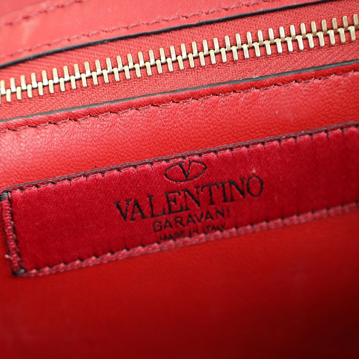 Valentino Red Spike Rockstud Patent Wallet On Chain Clutch