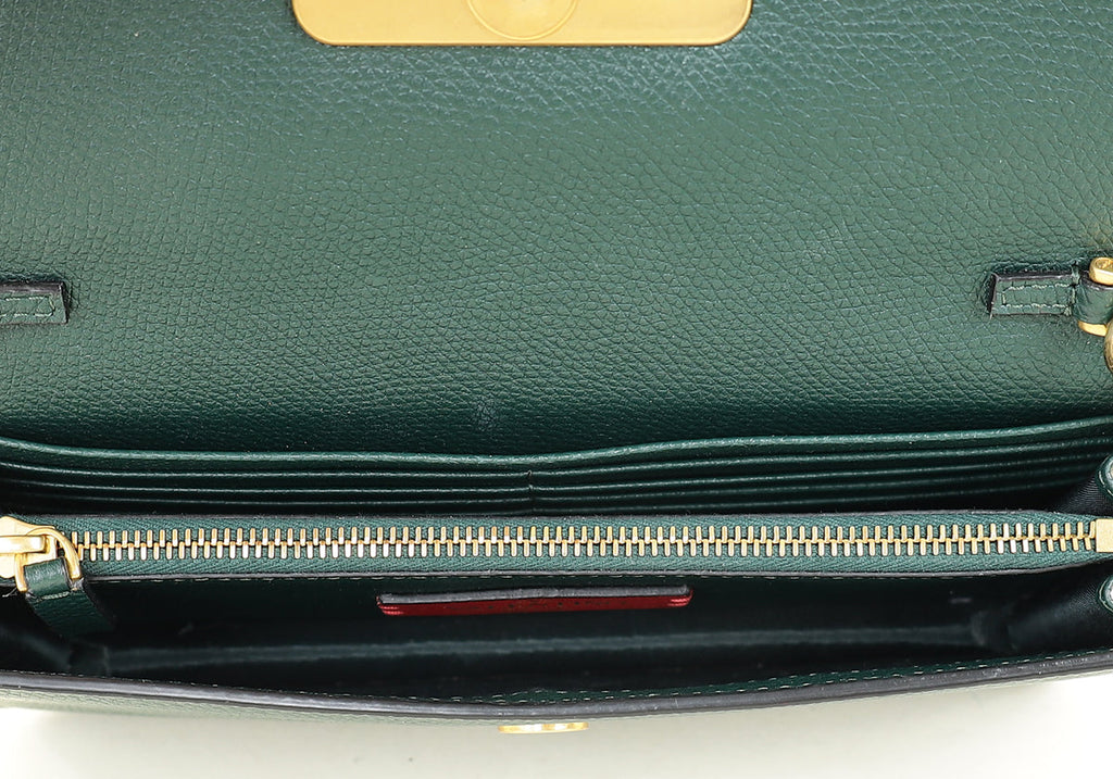 Valentino Emerald Green VLogo Chain Wallet