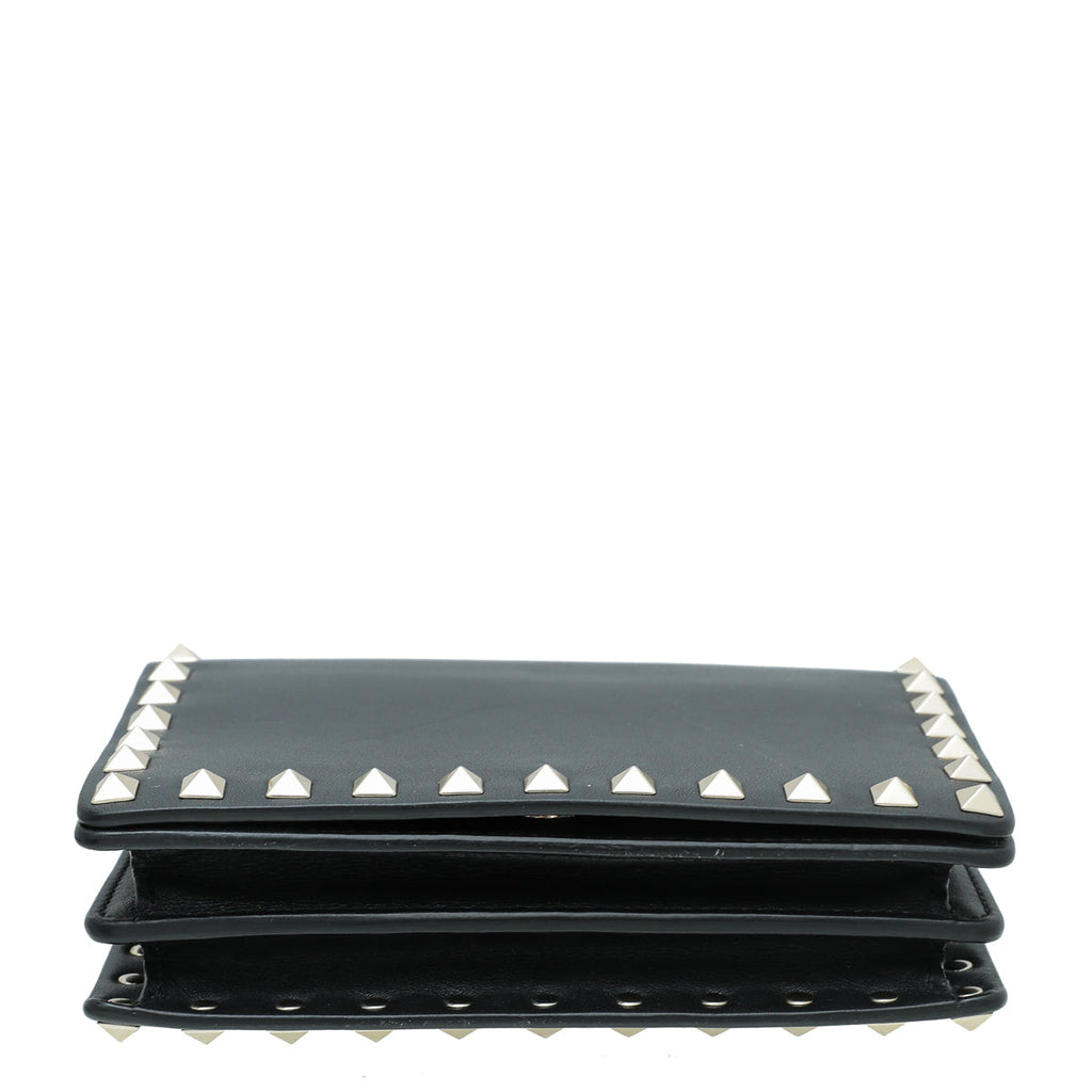 Valentino Black Rockstud Pouch on Chain