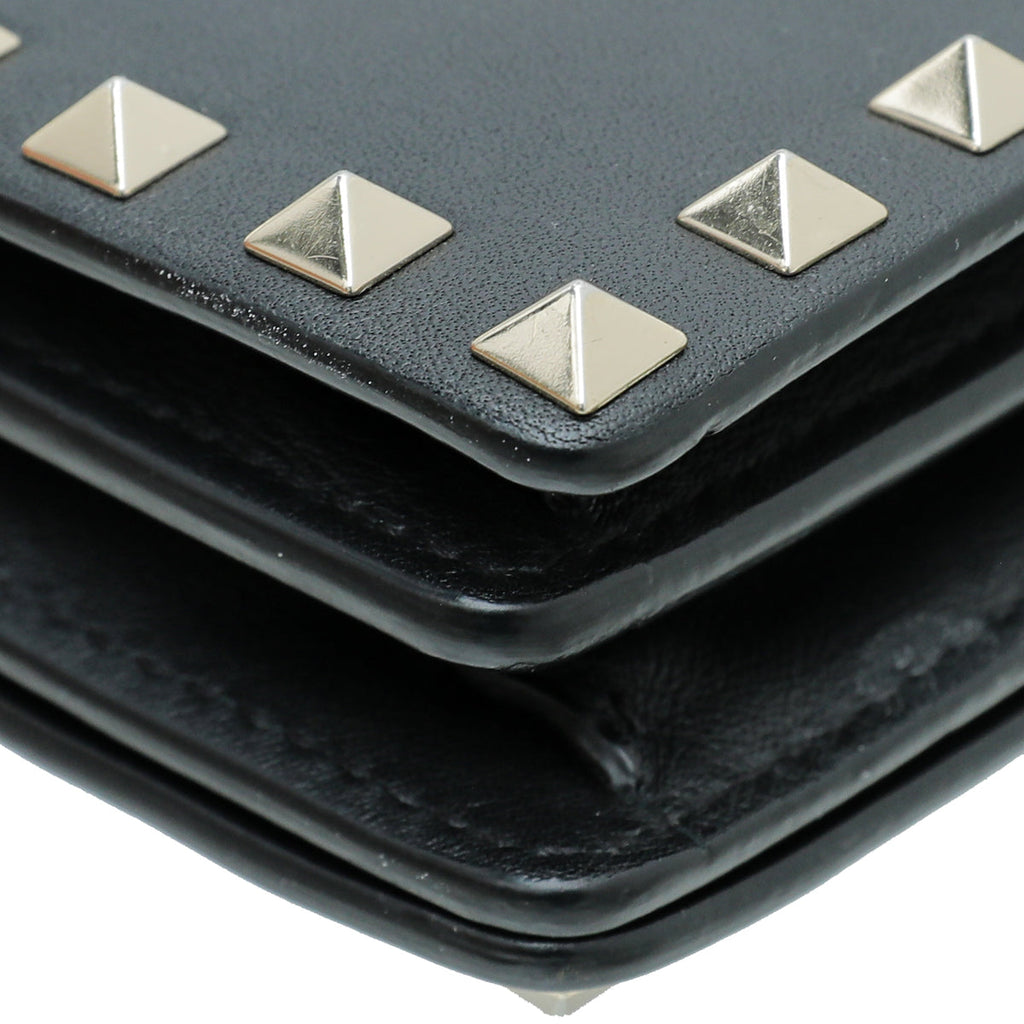 Valentino Black Rockstud Pouch on Chain