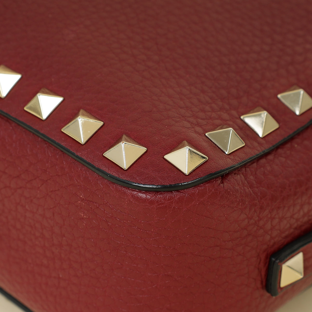Valentino Burgundy Rockstud Camera Crossbody Bag