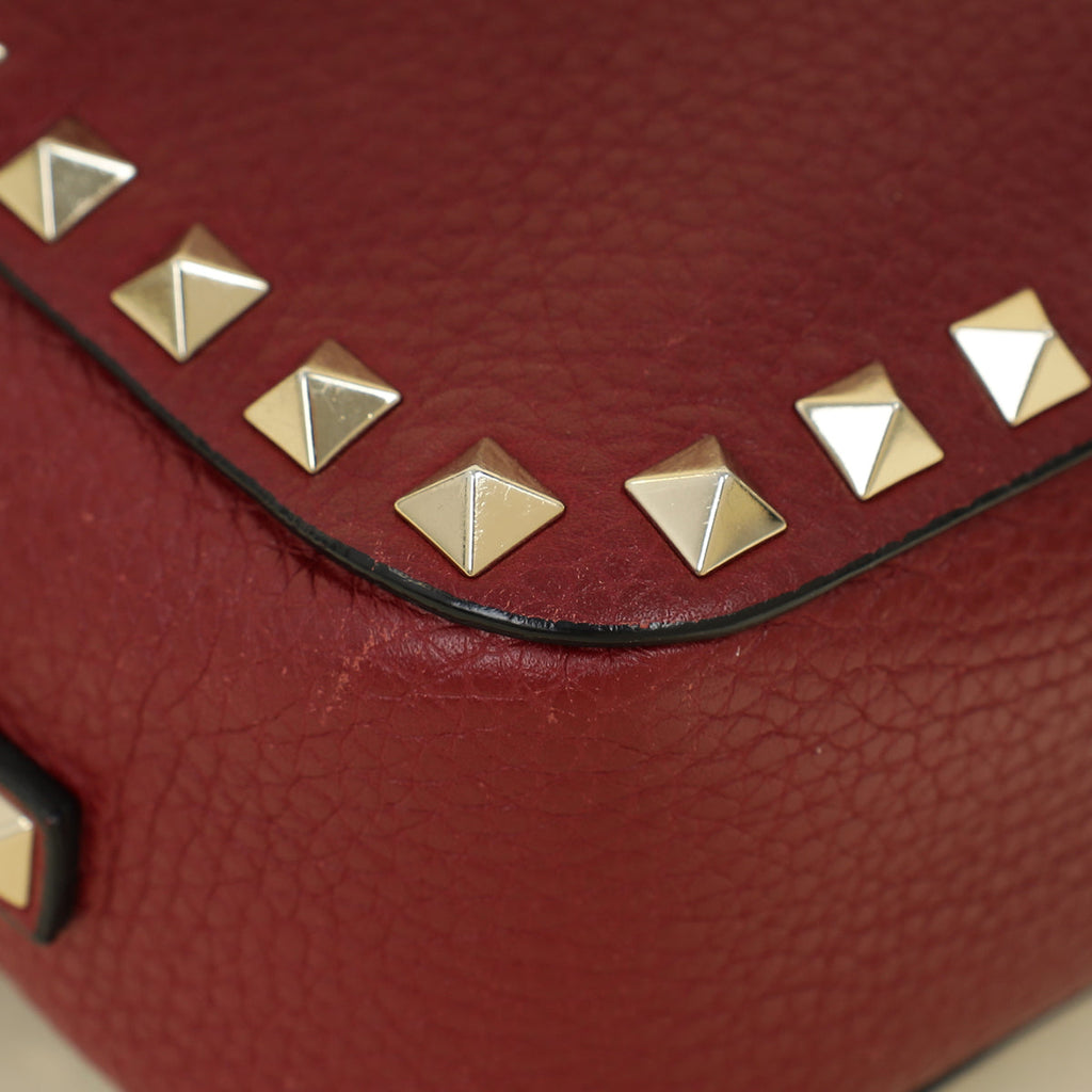 Valentino Burgundy Rockstud Camera Crossbody Bag