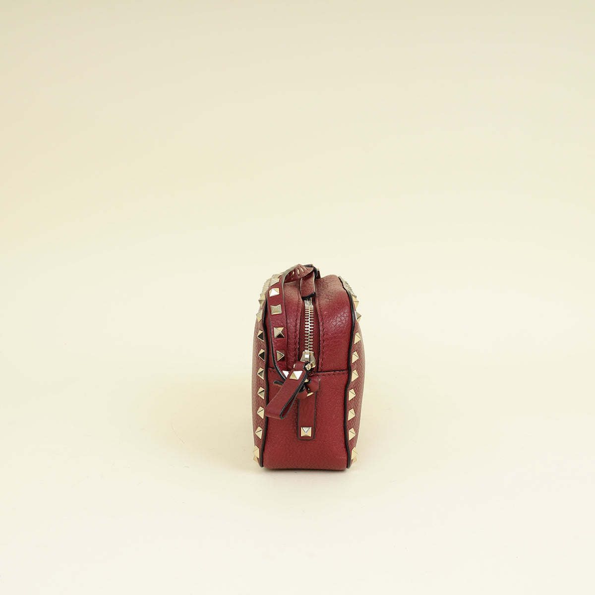 Valentino Burgundy Rockstud Camera Crossbody Bag