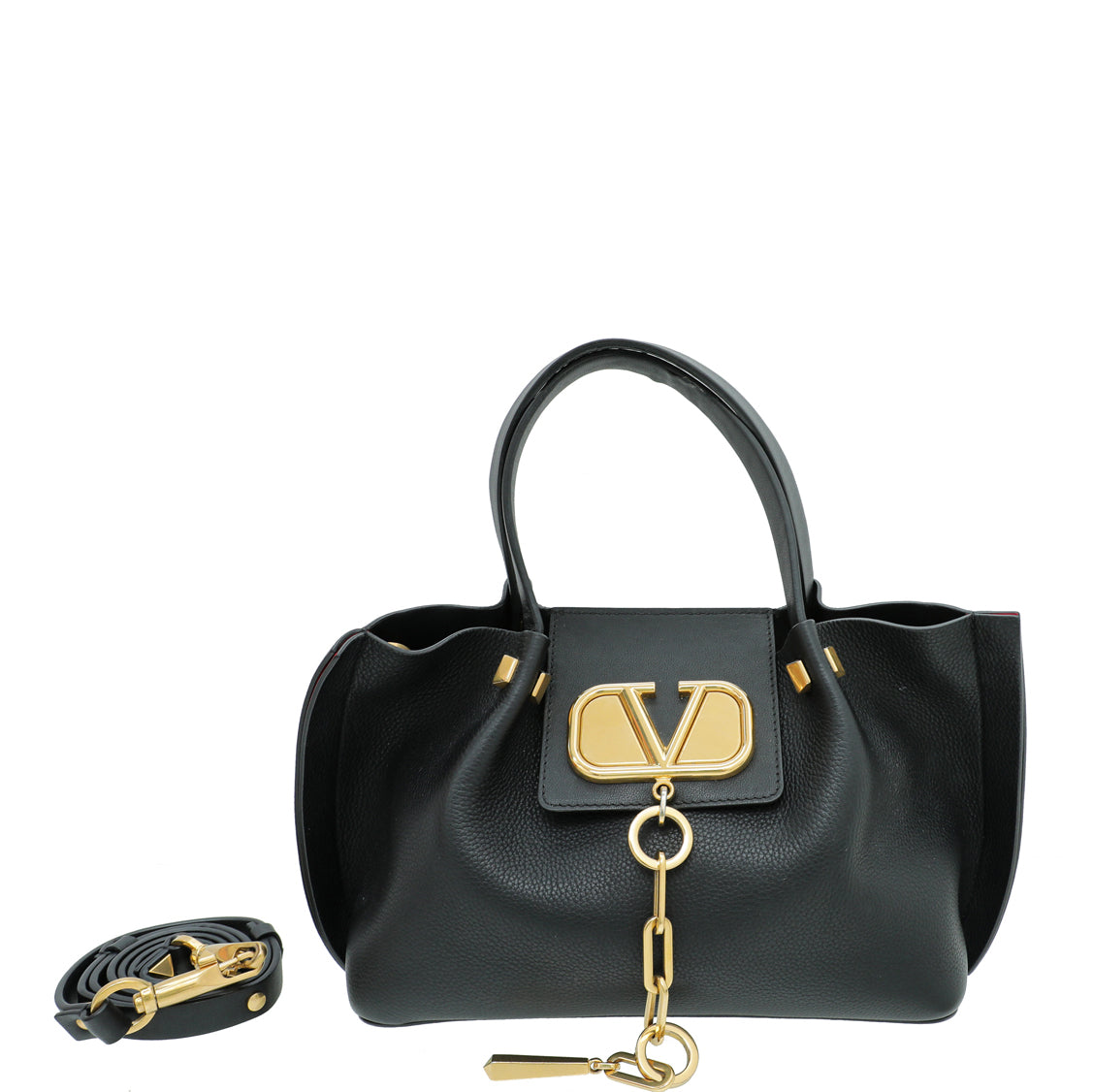 Valentino Black Vlogo Tote Handle Bag