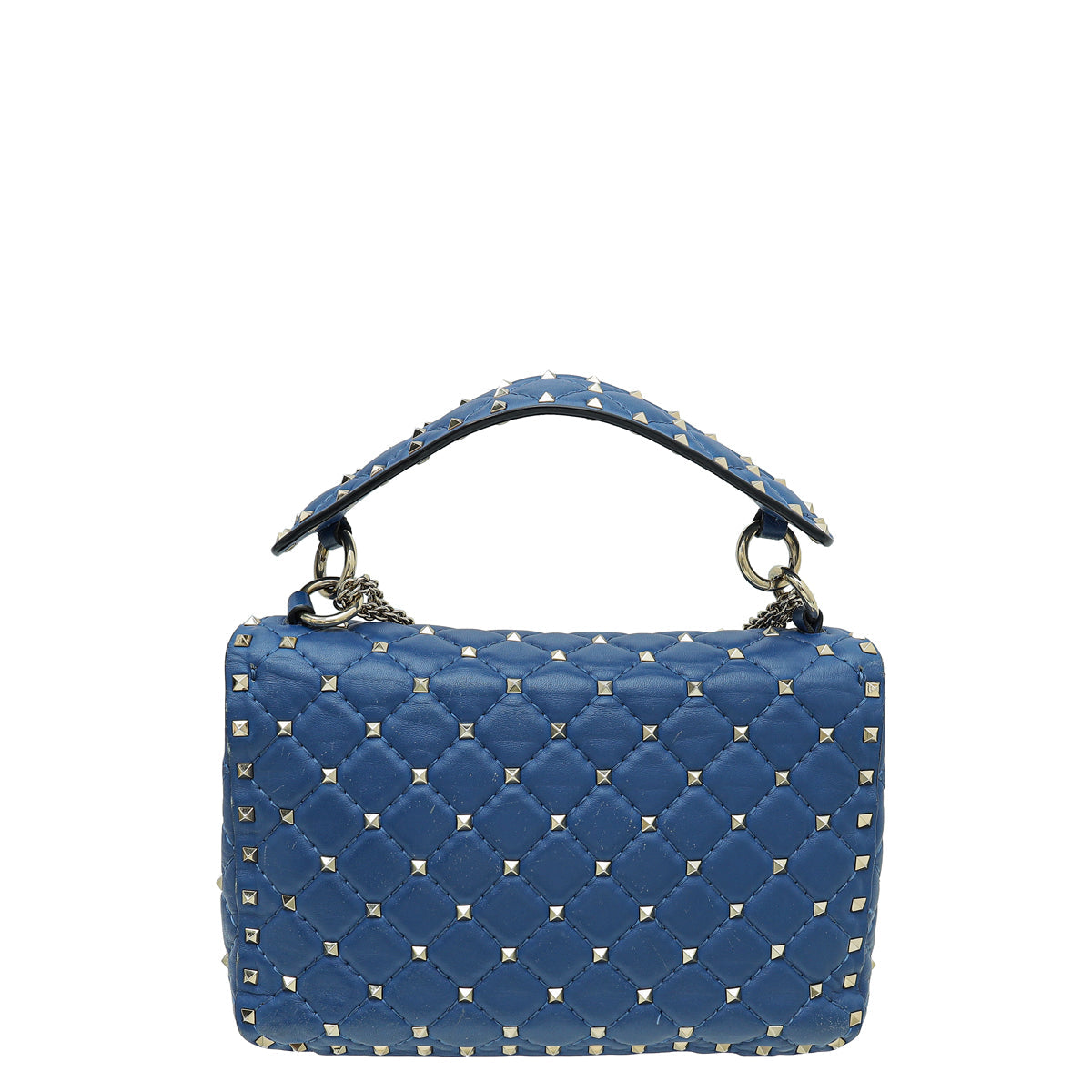 Valentino Blue Nappa Rockstud Spike Medium Flap Bag