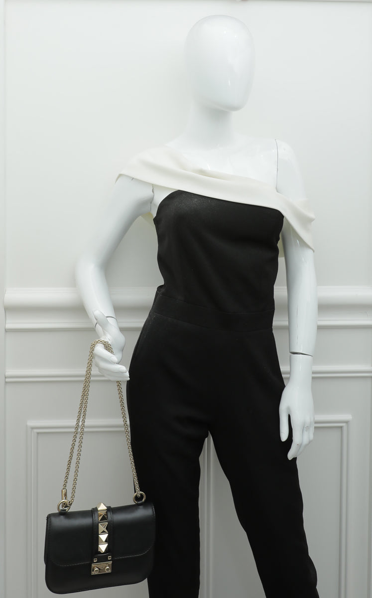 Valentino Black Glam Lock Small Flap Chain Bag