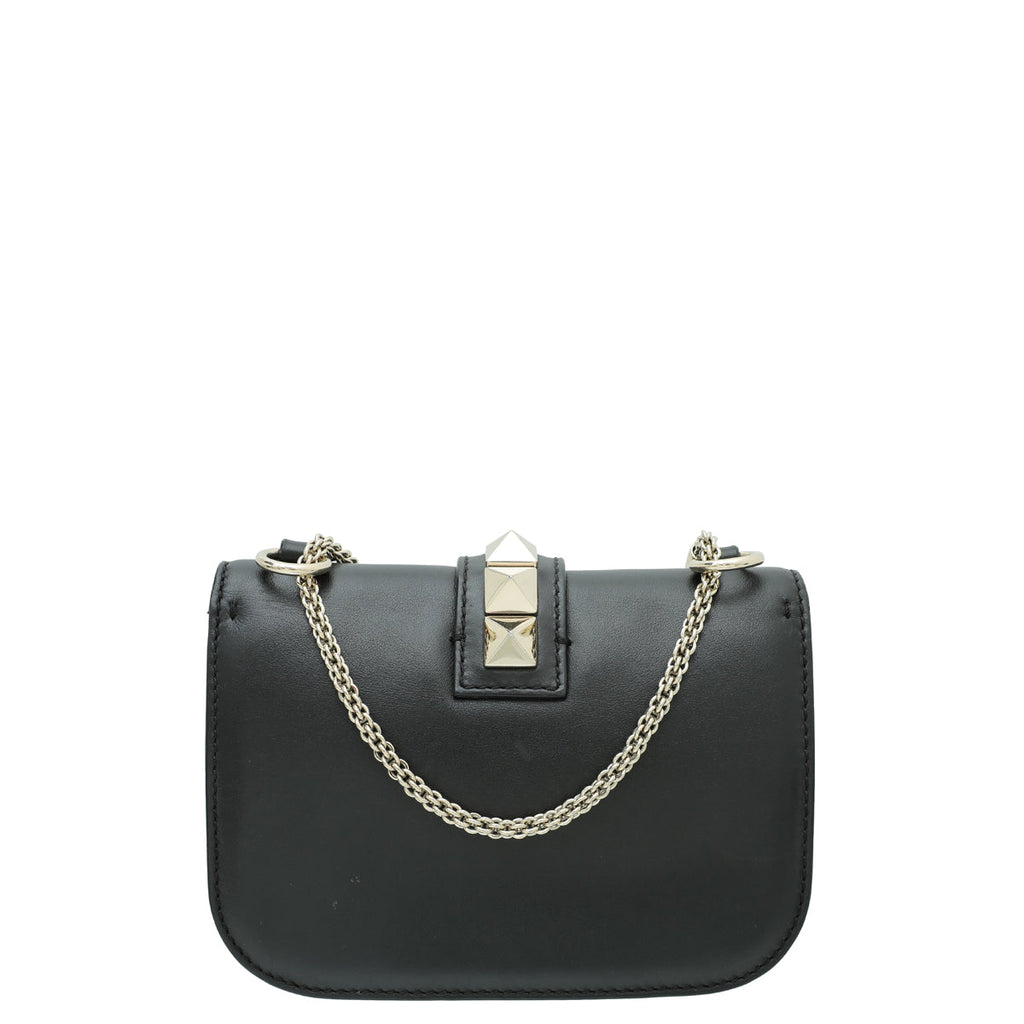 Valentino Black Glam Lock Small Flap Chain Bag
