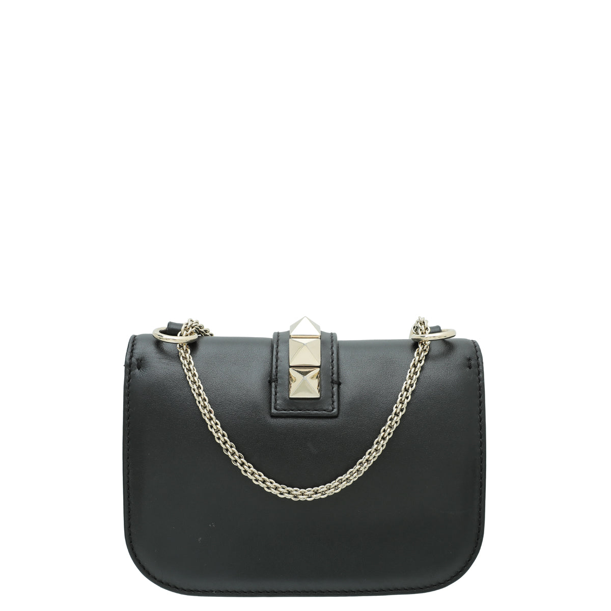 Valentino Black Glam Lock Small Flap Chain Bag