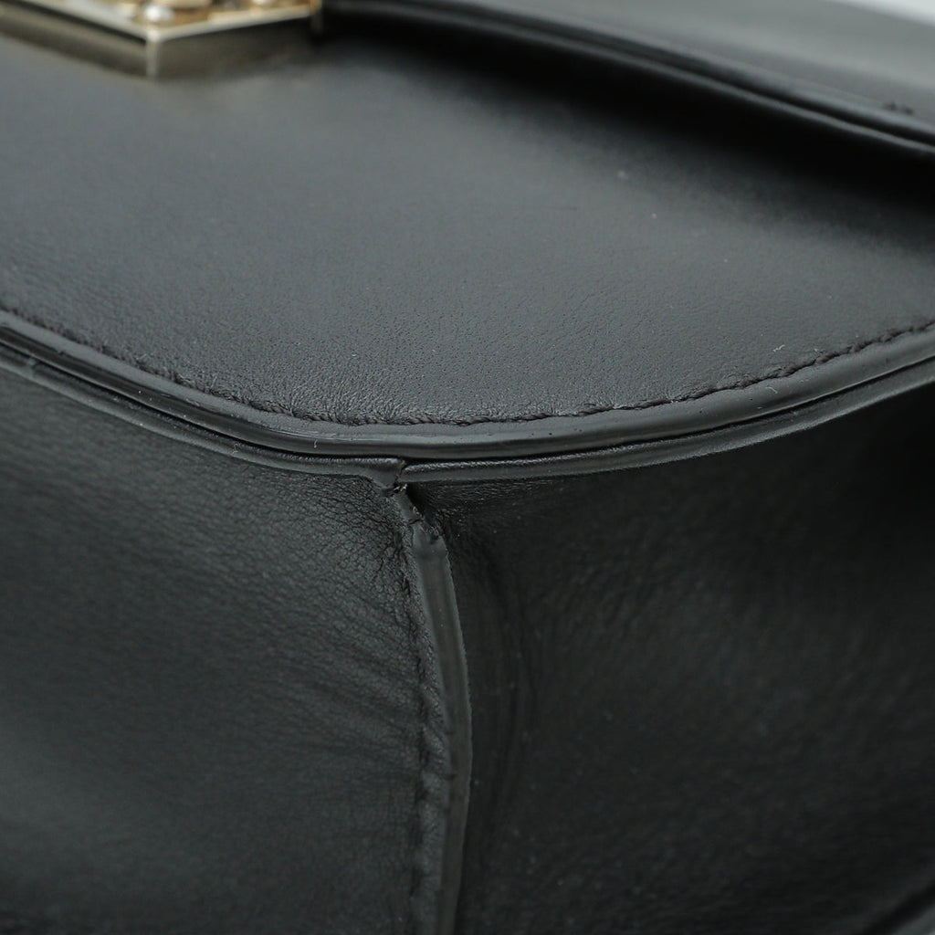 Valentino Black Glam Lock Small Flap Chain Bag