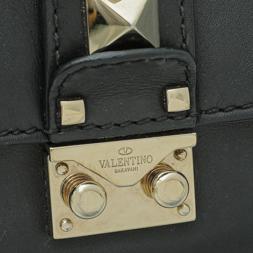 Valentino Black Glam Lock Small Flap Chain Bag