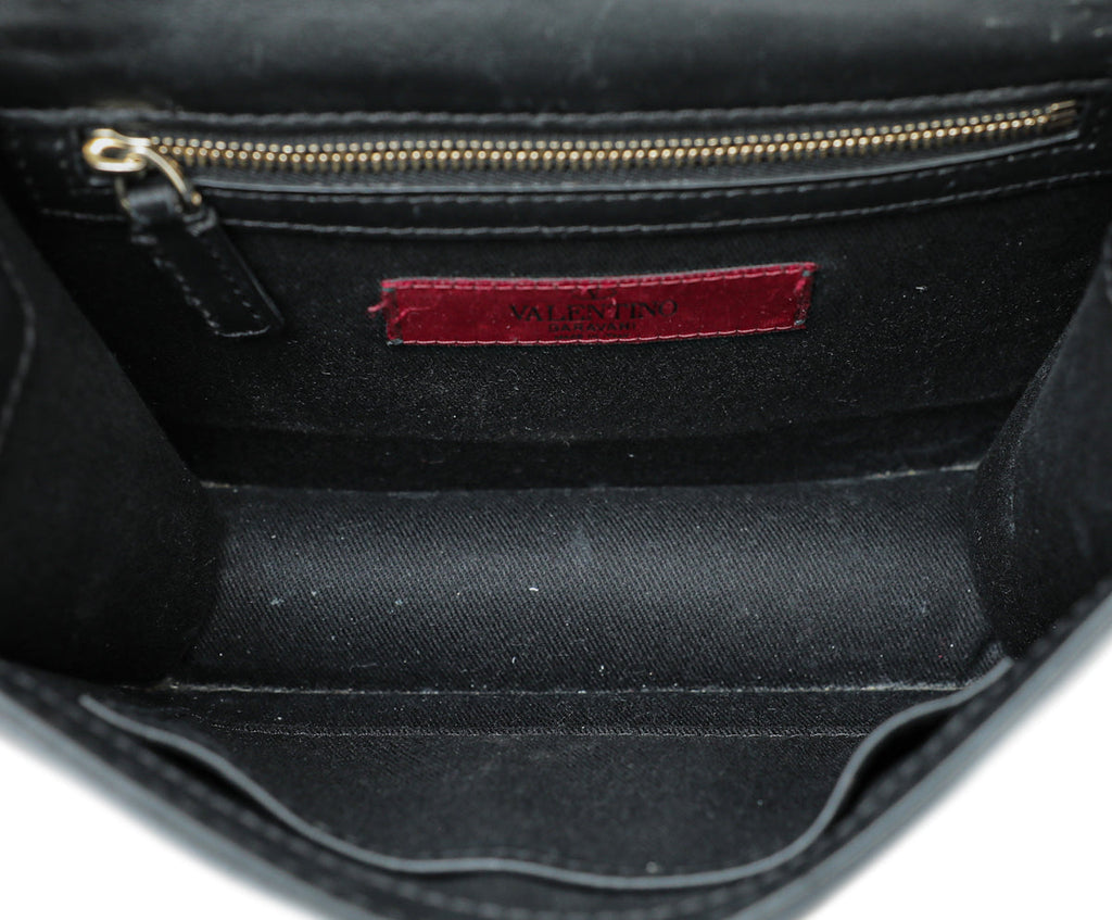 Valentino Black Glam Lock Small Flap Chain Bag
