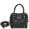 Valentino Black Roman Stud The Handle Small Bag
