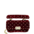 Valentino Burgundy Velvet Rockstud Spike Small Chain Bag