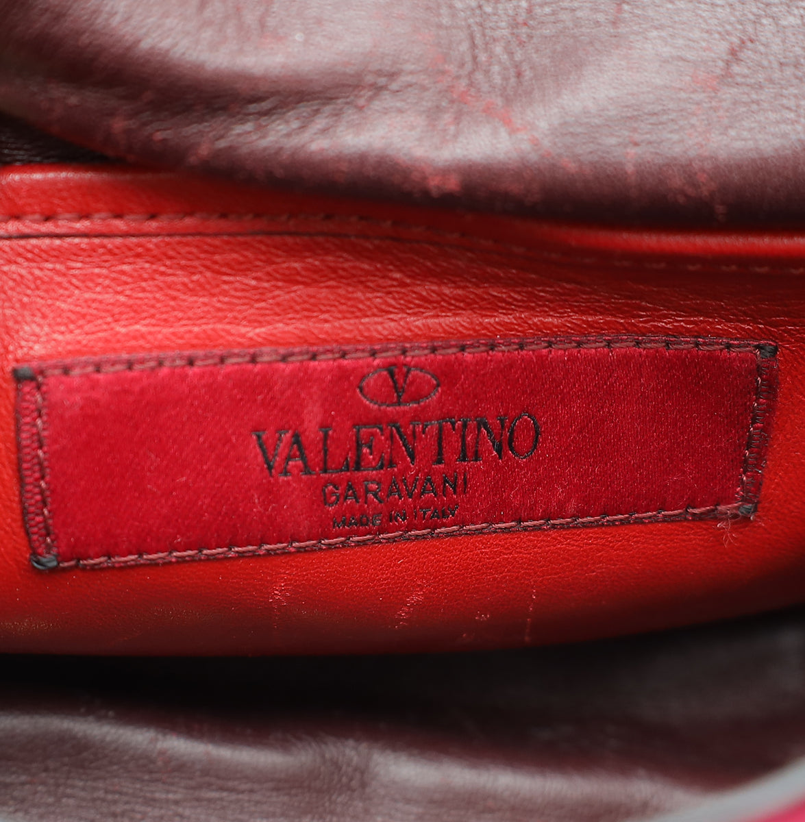 Valentino Burgundy Velvet Rockstud Spike Small Chain Bag