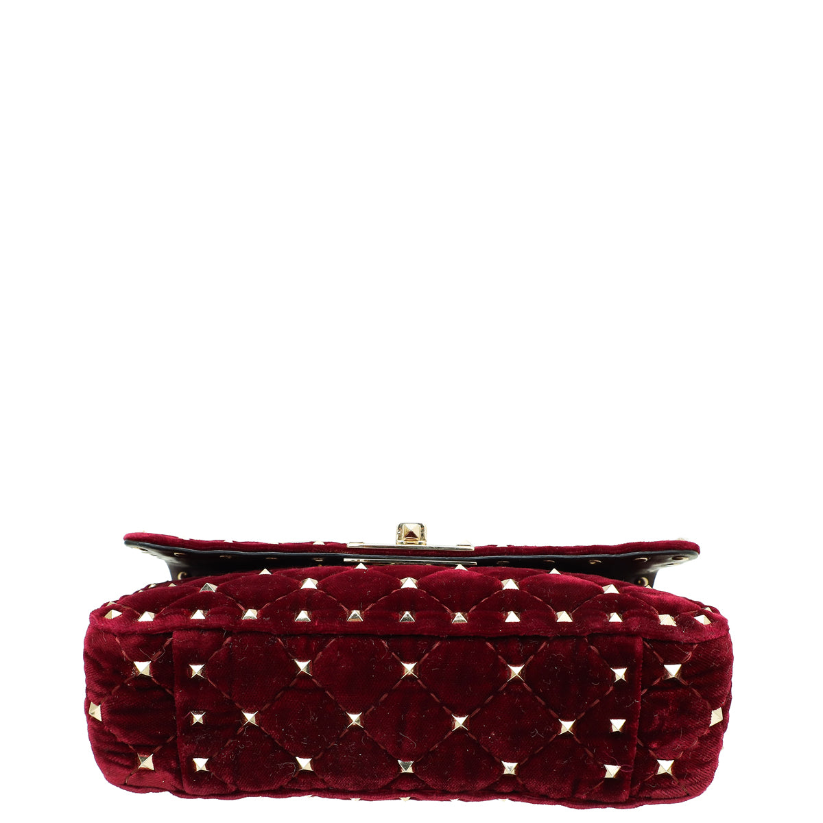 Valentino Burgundy Velvet Rockstud Spike Small Chain Bag