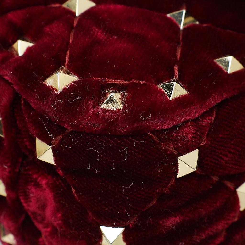 Valentino Burgundy Velvet Rockstud Spike Small Chain Bag
