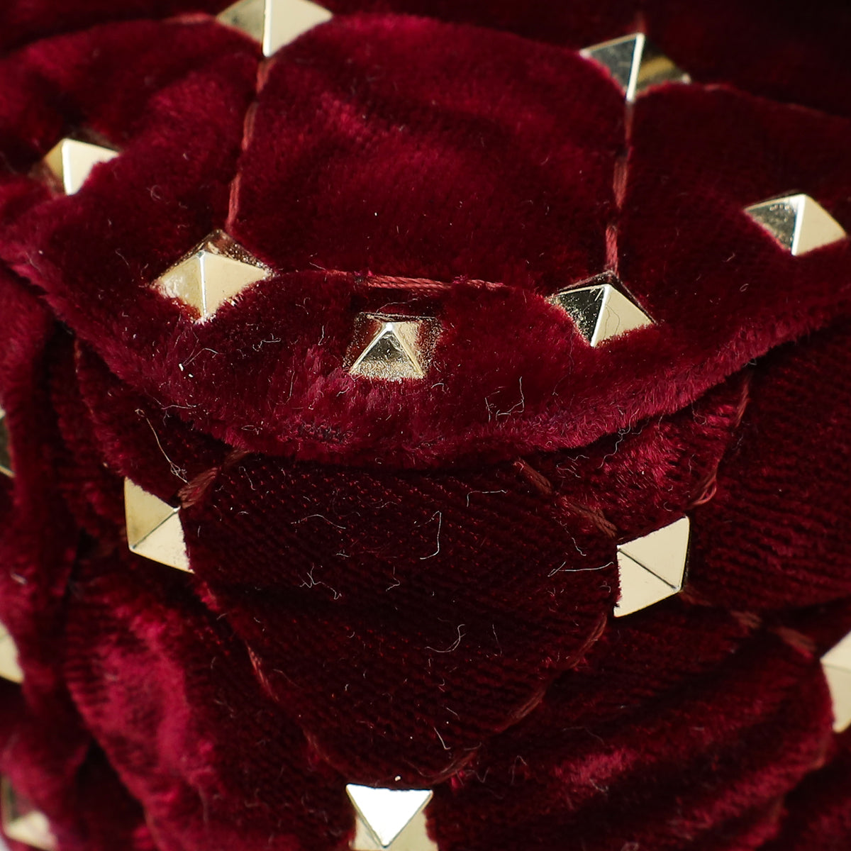 Valentino Burgundy Velvet Rockstud Spike Small Chain Bag
