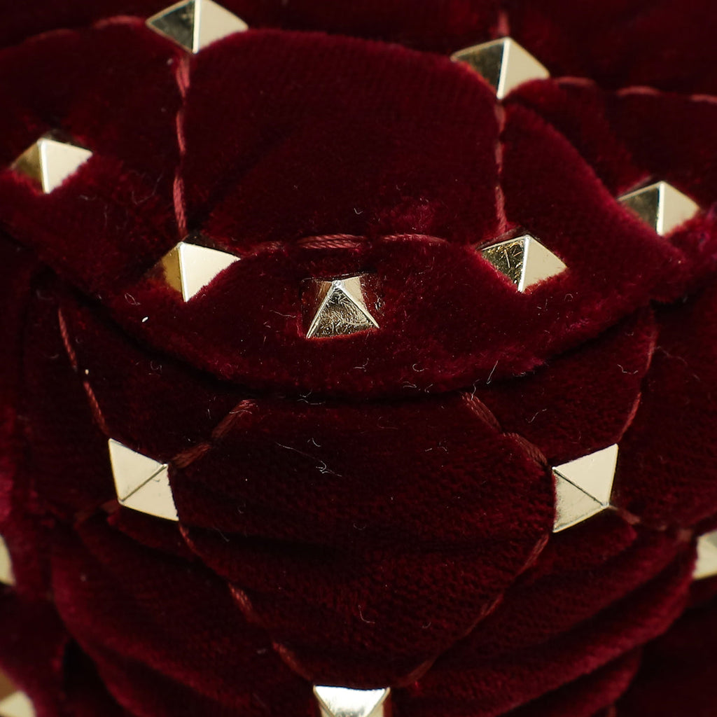 Valentino Burgundy Velvet Rockstud Spike Small Chain Bag