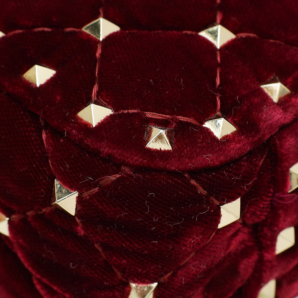 Valentino Burgundy Velvet Rockstud Spike Small Chain Bag