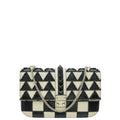 Valentino Bicolor Glam Lock Monochrome Geometric Beaded Medium Bag