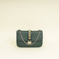Valentino Forest Green Glam Lock Medium Flap Bag