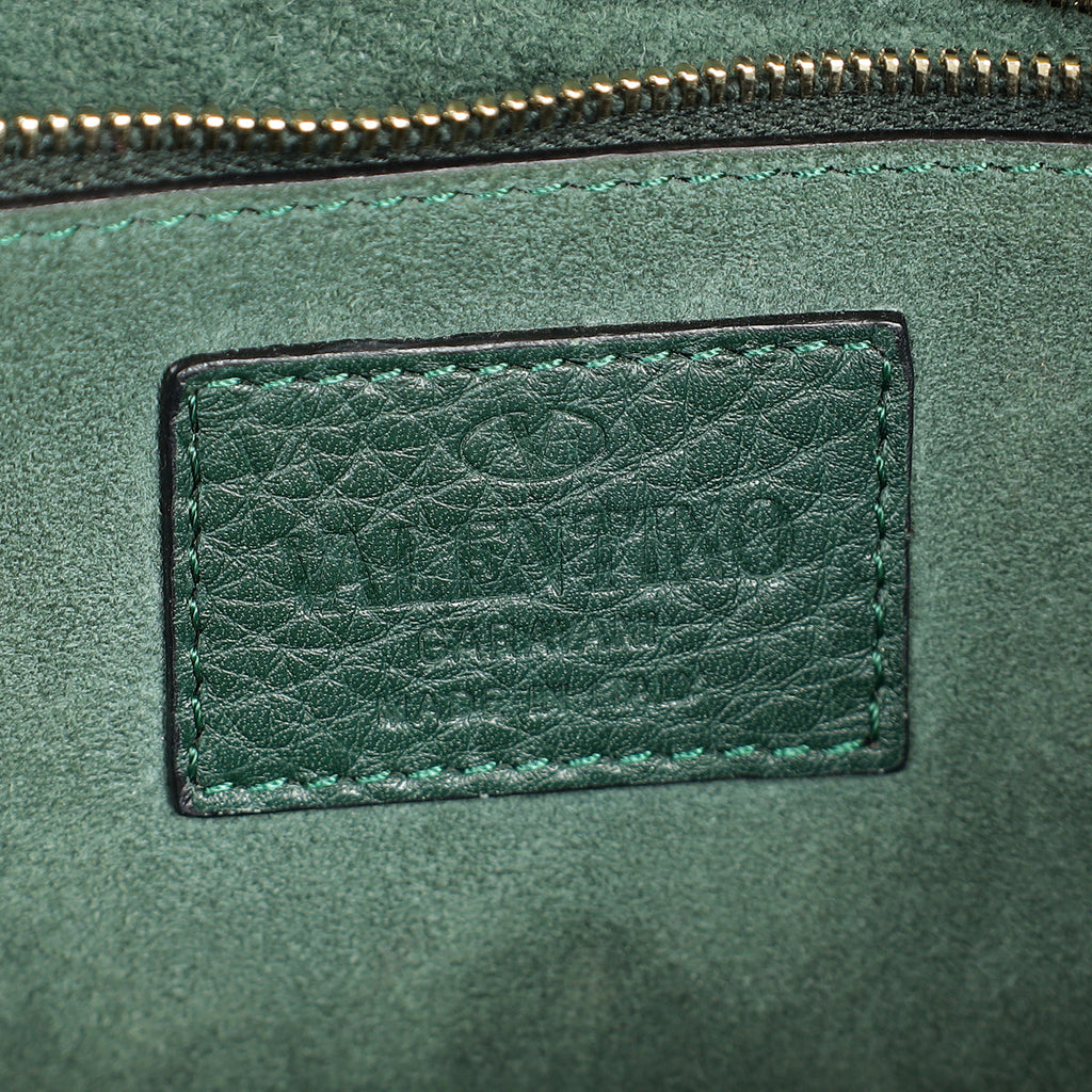 Valentino Forest Green Glam Lock Medium Flap Bag
