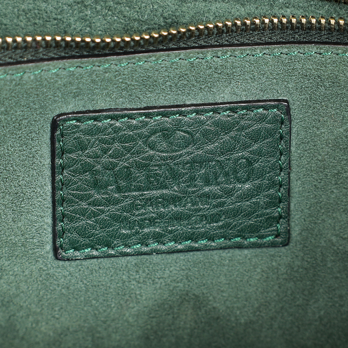 Valentino Forest Green Glam Lock Medium Flap Bag