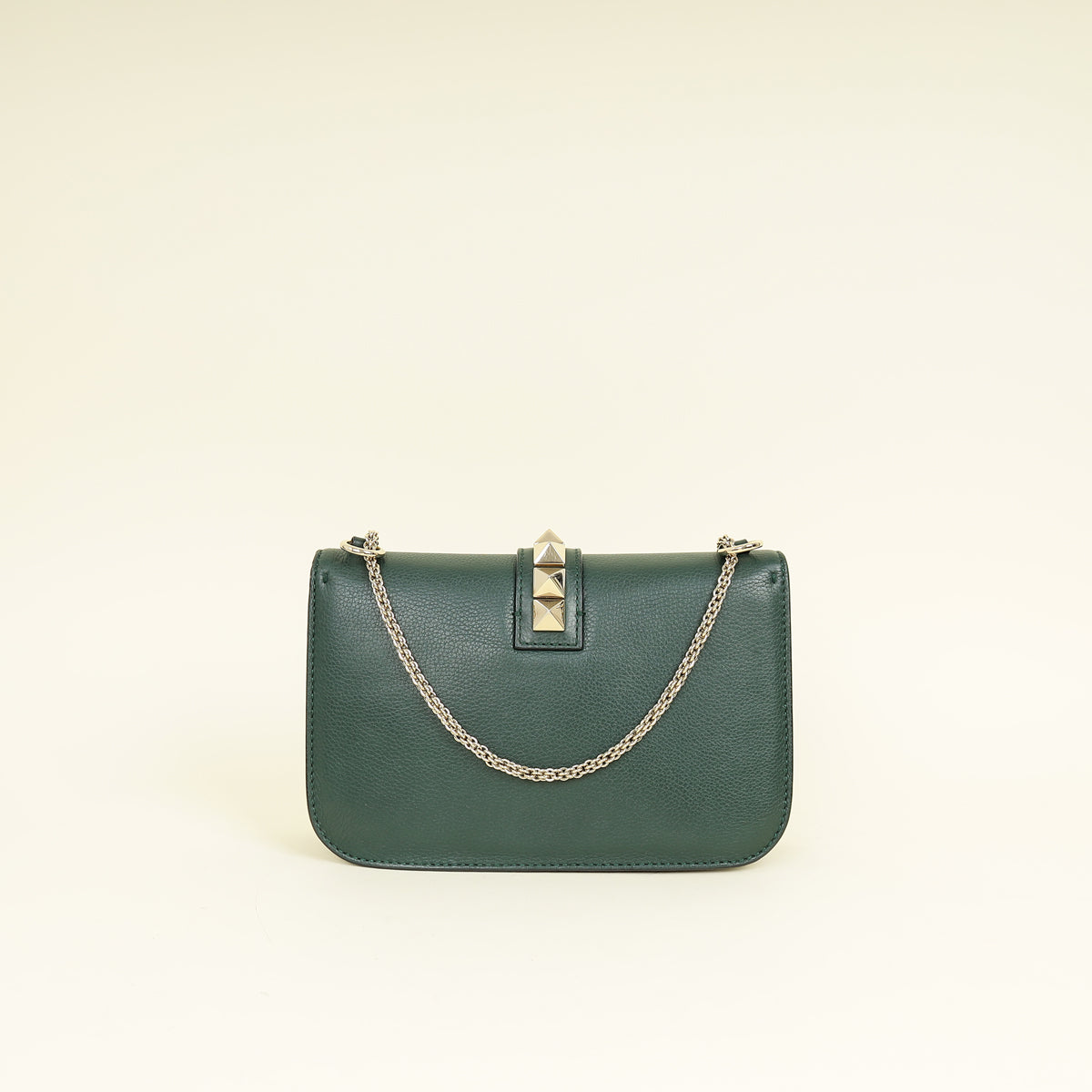 Valentino Forest Green Glam Lock Medium Flap Bag