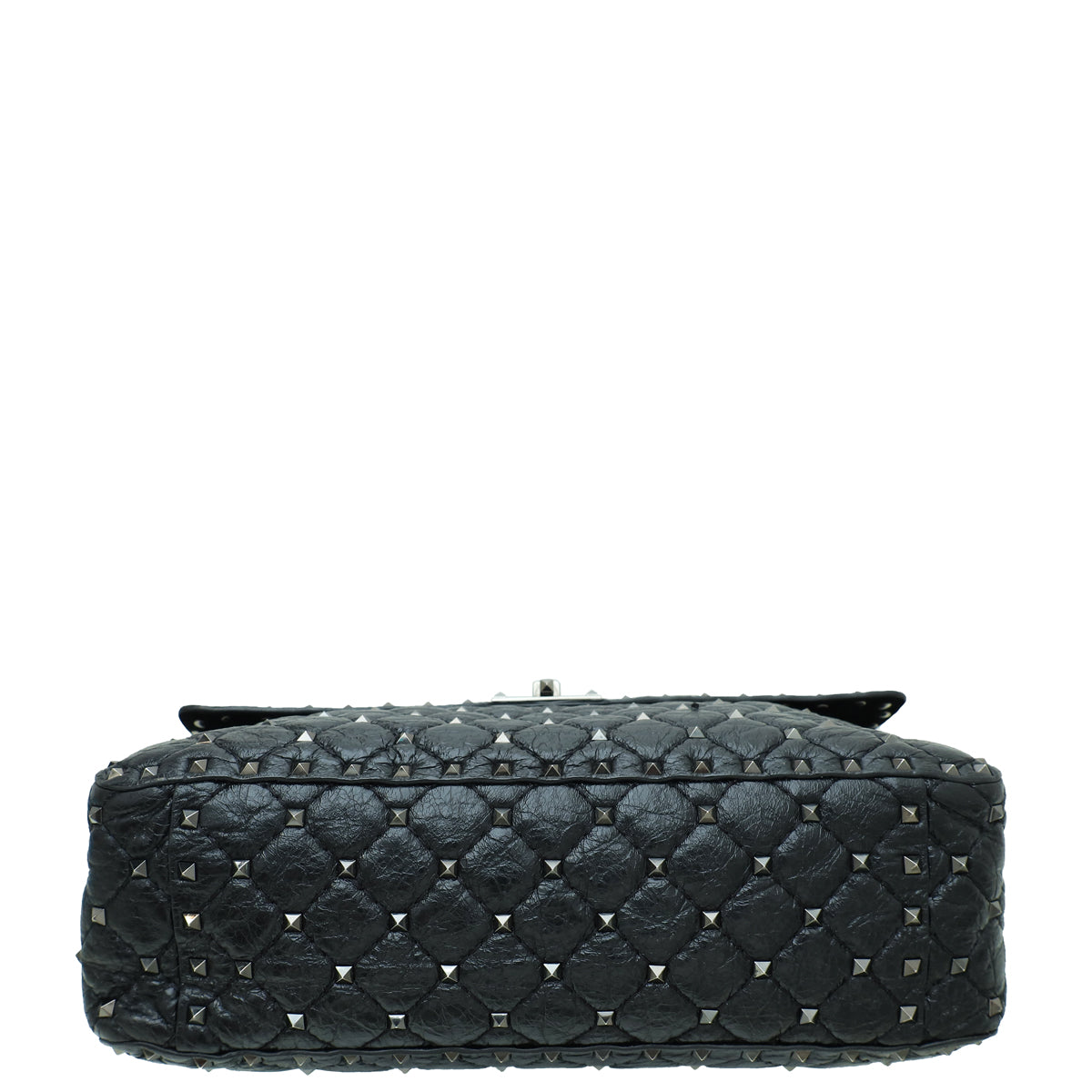 Valentino Black Spike Rockstud Flap Large Shoulder Bag