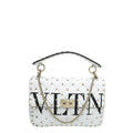 Valentino White VLTN Spike Rockstud Medium Flap Bag