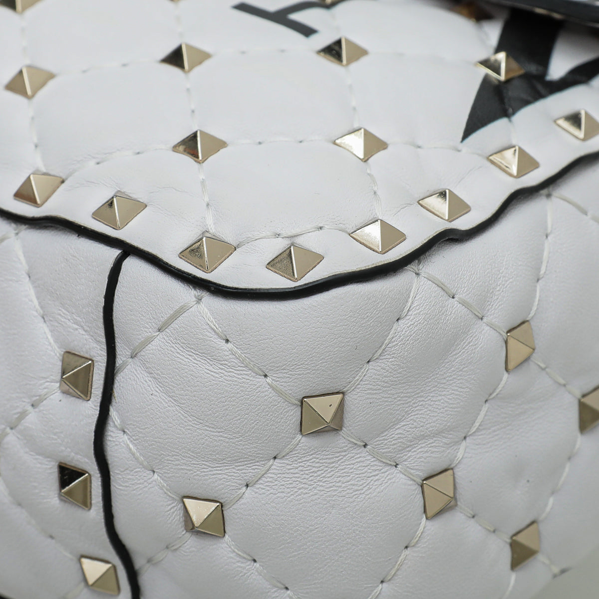 Valentino White VLTN Spike Rockstud Medium Flap Bag