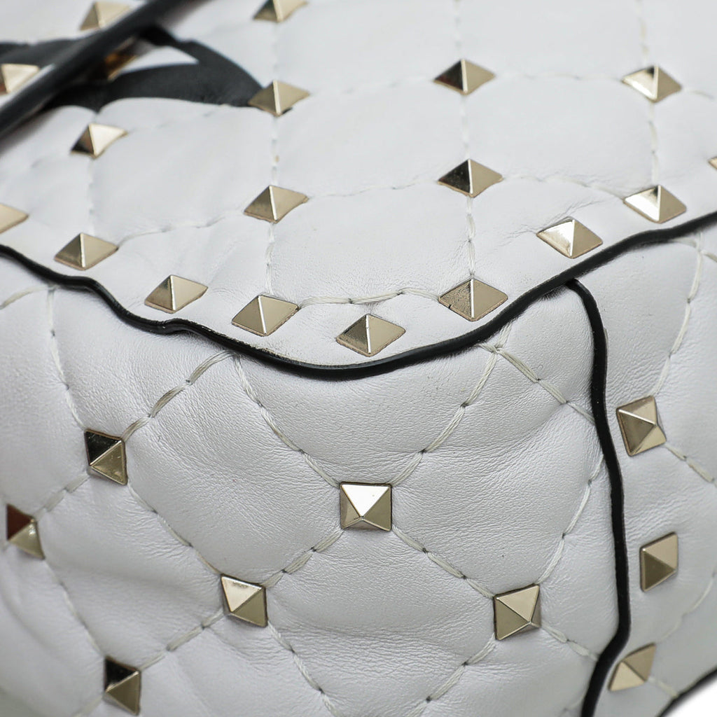 Valentino White VLTN Spike Rockstud Medium Flap Bag