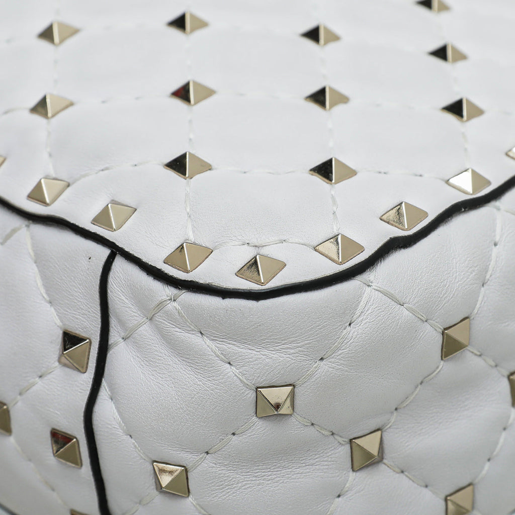 Valentino White VLTN Spike Rockstud Medium Flap Bag