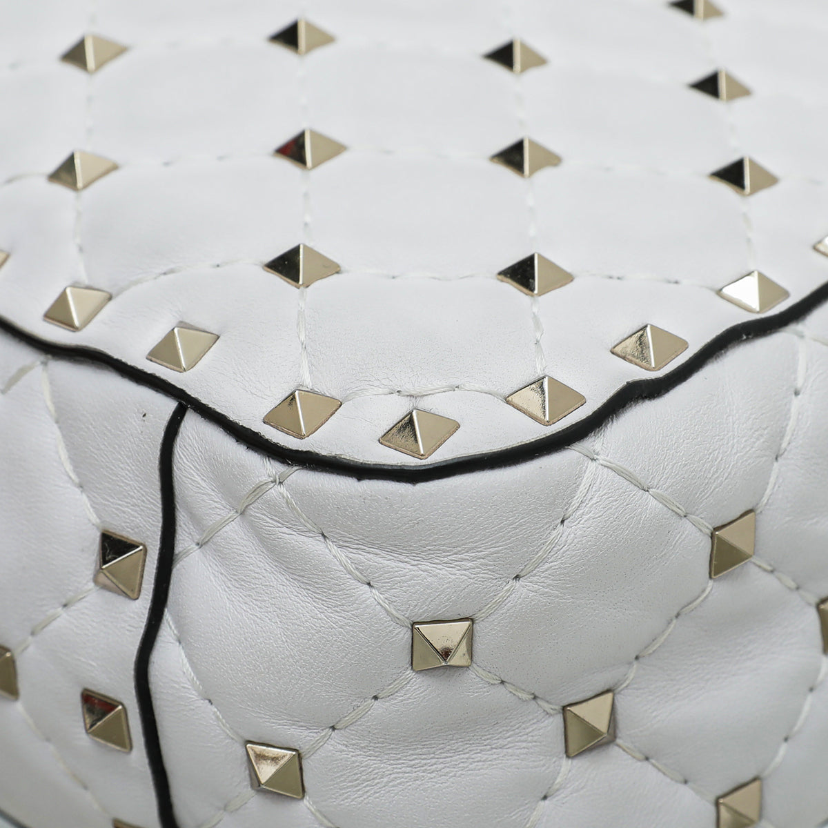 Valentino White VLTN Spike Rockstud Medium Flap Bag