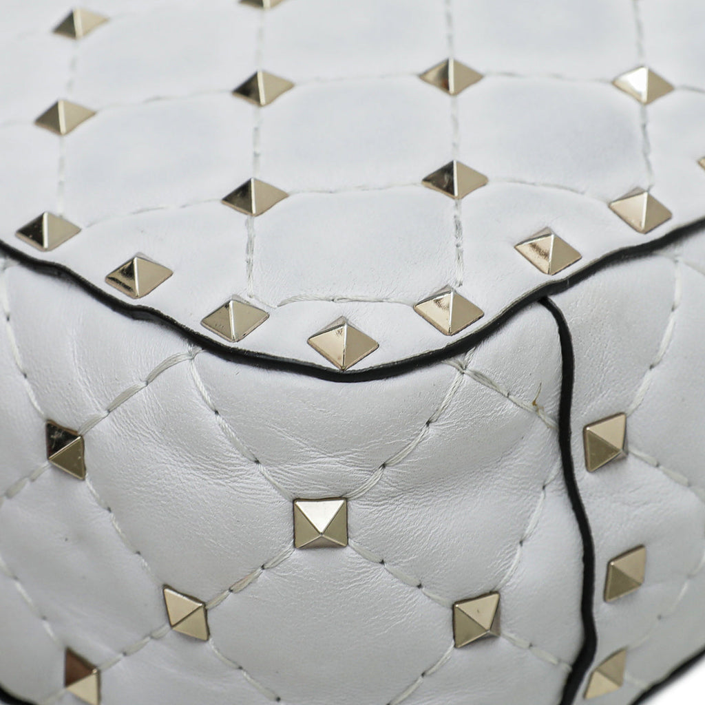 Valentino White VLTN Spike Rockstud Medium Flap Bag
