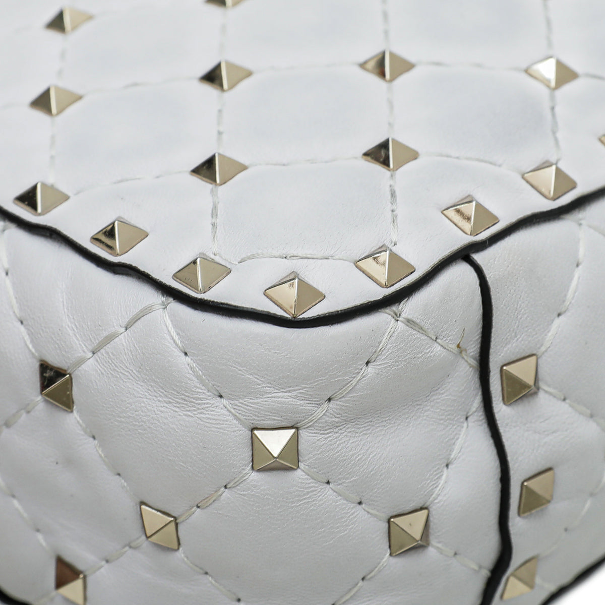 Valentino White VLTN Spike Rockstud Medium Flap Bag