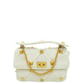 Valentino Ecru Roman Stud Knitted Shoulder Bag Large