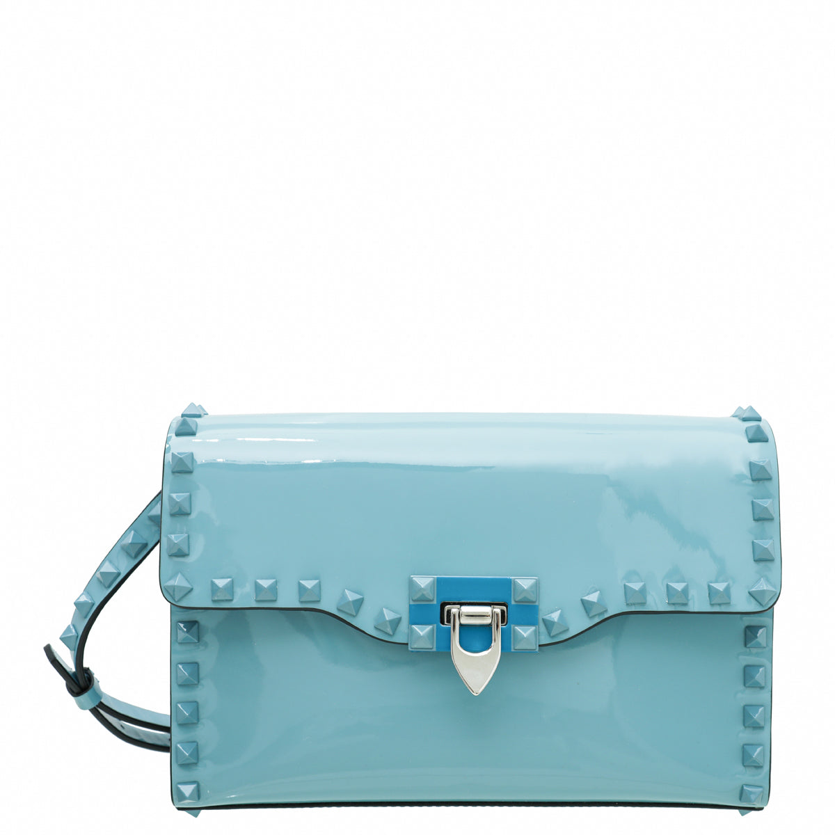 Valentino Light Blue Tone on Tone Medium Rockstud Flap Crossbody Bag