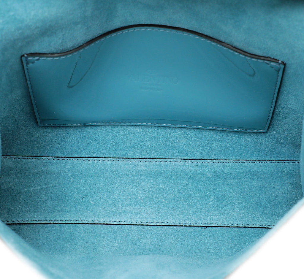 Valentino Light Blue Tone on Tone Medium Rockstud Flap Crossbody Bag