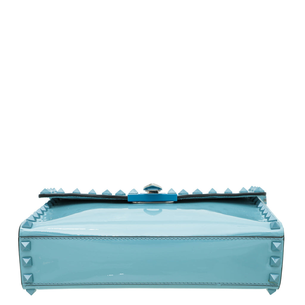 Valentino Light Blue Tone on Tone Medium Rockstud Flap Crossbody Bag