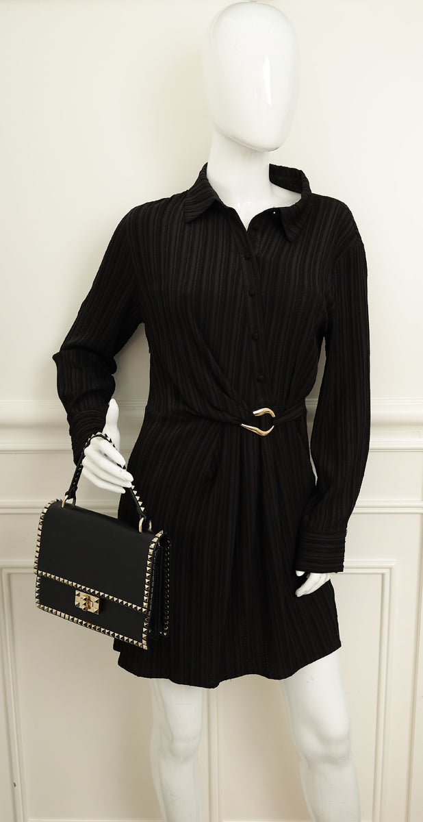 Valentino Black Rockstud No Limit Top Handle Bag