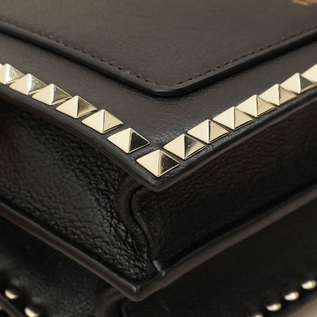 Valentino Black Rockstud No Limit Top Handle Bag