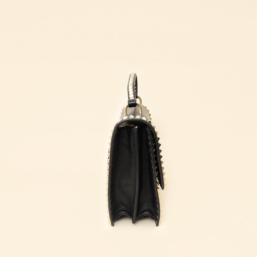 Valentino Black Rockstud No Limit Top Handle Bag
