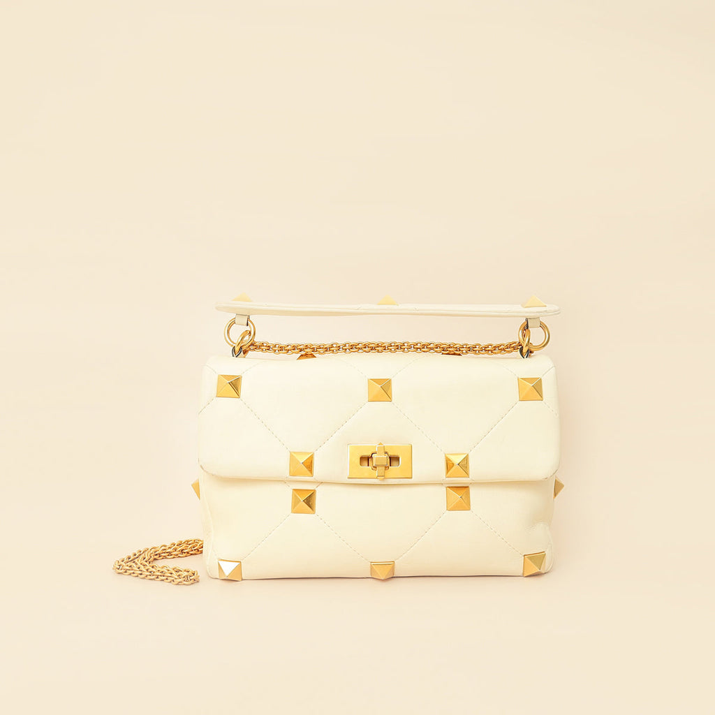 Valentino Ivory Roman Stud The Shoulder Bag